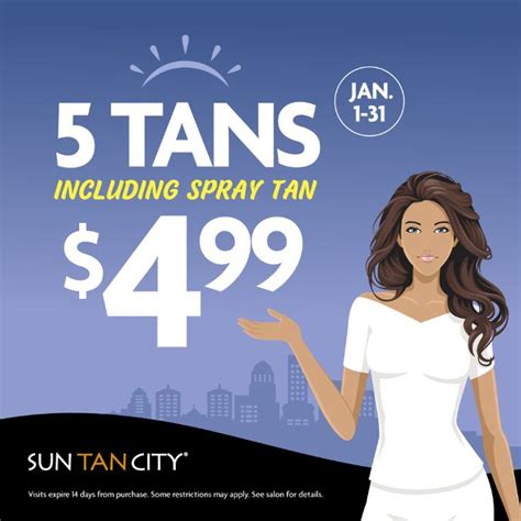 Sun tan city dollar1 spray tan - The best tanning salon ever the girls are sweet as pie. The beds are clean. The price is great. You have so many choices that Sun Tan City I've been going for as long as Sun Tan City's been there they have every kind of lotion you'll need they even have a little gifts, bracelets, earrings, and plenty of suntan lotion and they will guide you on what would be best for you and they're always ...
